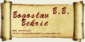 Bogoslav Bekrić vizit kartica